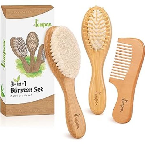 Baby Hair Brush and Comb Set Natural Wood Goat Soft Bristles Baby Hair Brush Soft Baby Toddler Hair Brush Set (Walnut) : Amazon.es: Baby Products