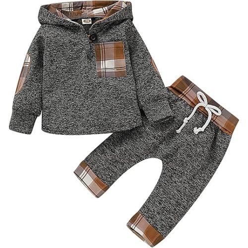 Toddler Baby Boy Clothes Infant Newborn Boy Outfit Long Sleeve Hoodie Sweatshirt Pants Fall Winter Clothes Set