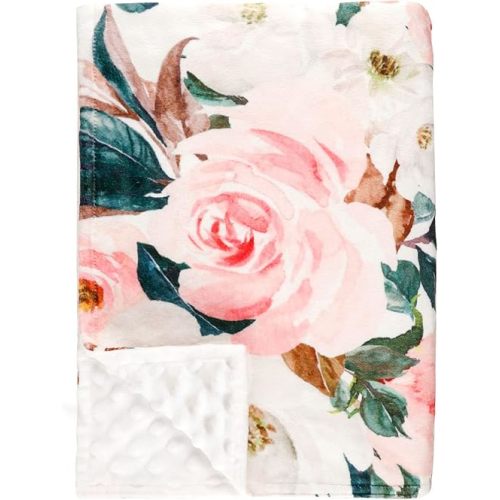 DILIMI Baby Blanket, Soft Warm Baby Blanket for Girl and Boy, Toddler Baby Newborn Plush Dot Security Blanket for Nursery Stroller Infant Crib Blanket Unisex (40×30 in), Pink Flower