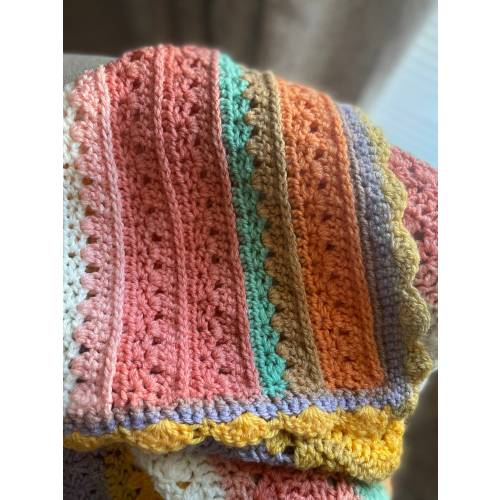 Beach House Crocheted Blanket, Crochet Throw Blanket, Baby Blanket, shells and braids throw, textured blanket, free shipping, baby shower