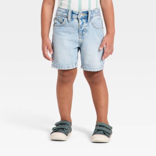 Toddler Boys' Button Front Adjustable Denim Shorts - Cat & Jack™ Light Wash 2T