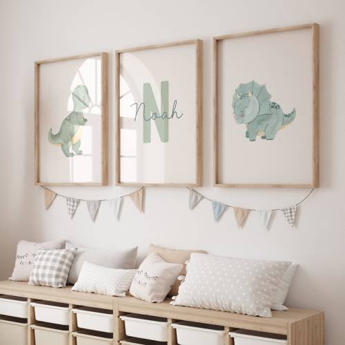 Custom Dinosaur Nursery Print Initial Name Poster Kids Room Custom Wall Art Boys Room Nursery Decor Personalised Gift Baby Boy DIGITAL