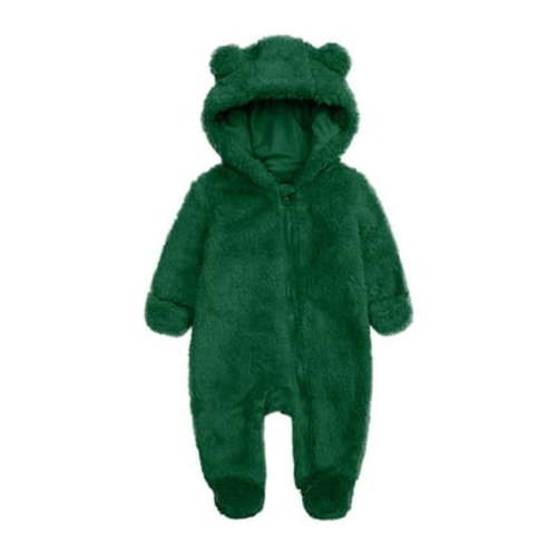 Elainilye Fashion Unisex Baby Clothes Newborn Boys Girls Plush Cute Bear Ears Winter Thick Warm Jumpsuit Romper, Sizes 9-12 Months