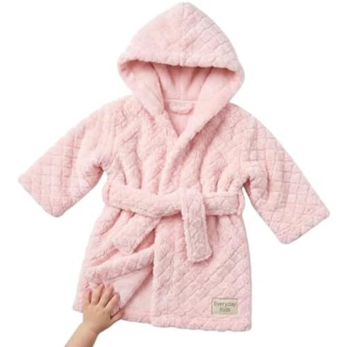 Unisex Grey Baby Fleece Robe with Hood for Boys and Girls Ages 0-9 Months by Everyday Kids