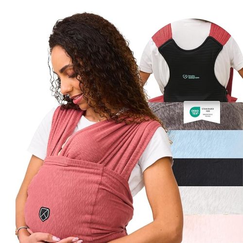 Koala Babycare Baby Carrier Wrap, Adjustable and Easyt-to-Wear As a T-Shirt - Baby Wearing Wrap One Size Fits All - Unisex Infant Wrap Carrier Up to 22lbs