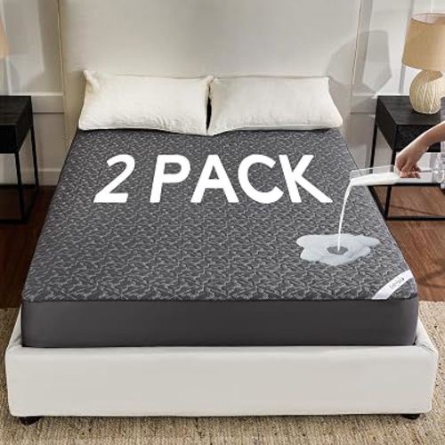 2 Pack Waterproof Mattress Protector Twin Size, Mattress Pad Cover 3D Air Fabric, Noiseless and Breathable Mattress Pad Fitted Style with Stretchable Pockets,Ultra Soft and Machine Washable