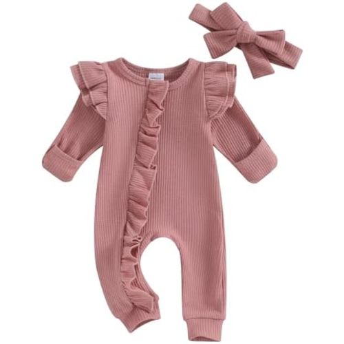 Twopumpkin Newborn Baby Boy Girl Knit Onesie Romper Newborn Coming Home Outfit Infant Fall Winter Spring Clothes with Hat