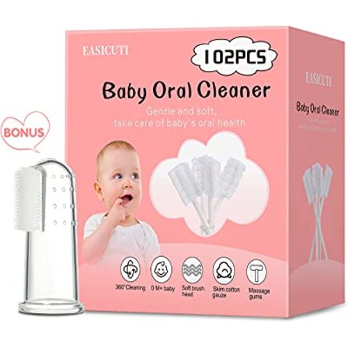 Amazon.com : 102PCS Baby Tongue Cleaner,Baby Oral Cleaner Newborn Baby Toothbrush,Disposable Infant Toothbrush Clean Baby Mouth,Gauze Gum Cleaner Stick Dental Care for 0-36 Month Baby+1 Finger Toothbrush with Case : Health & Household