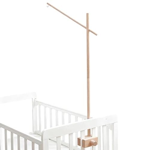 HI BABY MONMENT Crib Mobile Arm - Rotating Baby Mobile Hanger, Natural Beech Wood, Mobile Stand for Crib Nursery Decor, Perfect for Baby Girl or Boys
