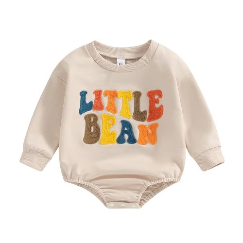 VISGOGO Newborn Baby Girl Boy Bubble Romper 3 6 9 12 18M Onesie Sweatshirt Long Sleeve Oversized Fall One-Piece Bodysuit