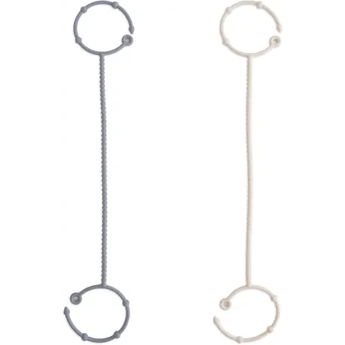 mushie Adjustable Silicone Toy Straps 2-Pack | Baby Accessories Holder for Travel, Stroller, High Chair (Tradewinds/Shifting Sand)