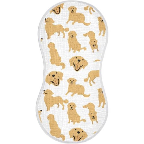 Golden Retriever Dog Muslin Burp Cloths for Baby 1 Pack Soft 100% Cotton Baby Washcloths Bibs for Boy Girl