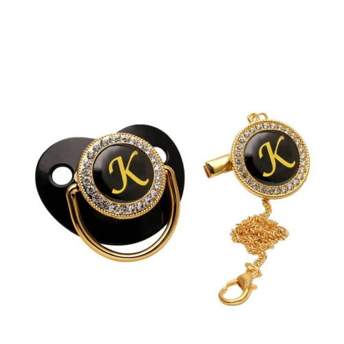 Kiplyki Wholesale Baby Pacifier 26 Letter Name Initial Clip Silicone Infant Nipple Bling Newborn Pacifier