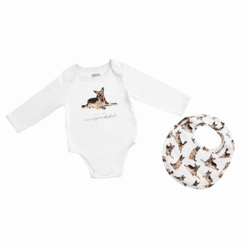 German Shepherd Dog Bodysuit and Bib Set | Mud Pie