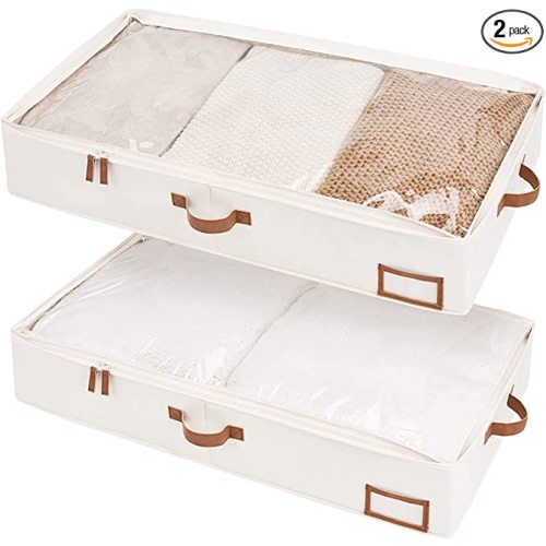 Underbed Storage Box, Ivory White, Large, 2 pack