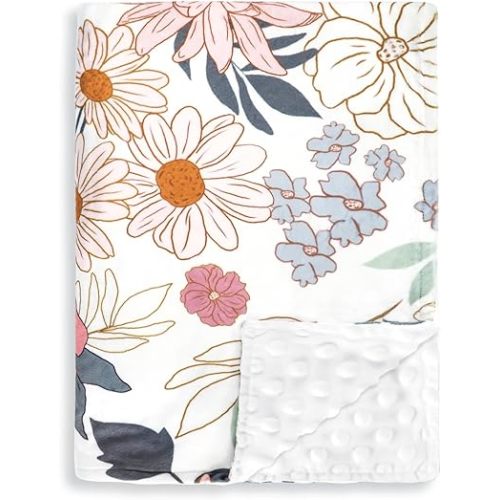 Baby Blankets, Flower Mink Toddler Blanket for Girls, Dotted Backing, Double Layer, Crib Receiving Blanket, for Nursery/Stroller/Toddler Bed/Carseat, 30 x 40 Inch