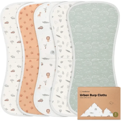 Organic Burp Cloths for Baby Boys and Girls - 5-Pack Super Absorbent Burping Cloth, Burp Clothes, Soft & Plush, Newborn Milk Spit Up Rags, Burpy Cloth Bib for Unisex, Burping Rags (Wilderness)
