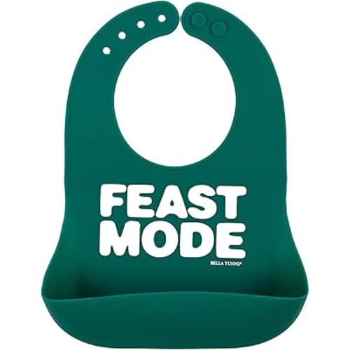 Baby Bib for Eating by Bella Tunno, Waterproof Silicone Bib with Large Food Catcher, Adjustable Fit for Babies 4-12 months & Toddlers 1-3 Years, Boys & Girls, Feast Mode