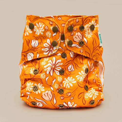 Floral: Essentials Pocket Cloth Diaper with Athletic Wicking Jersey, Grows with your Baby