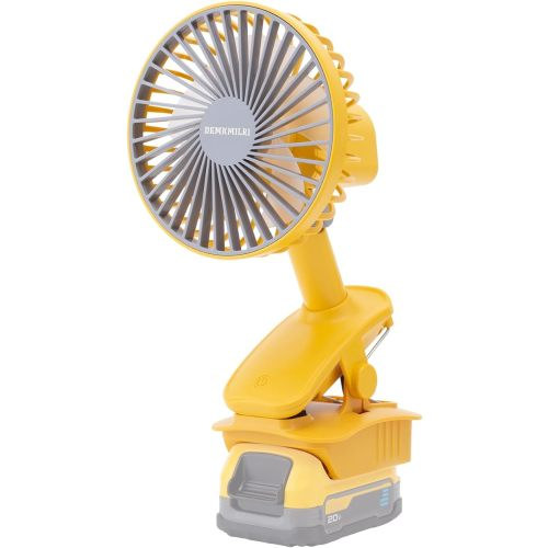 Demkmilri Portable Clip On Fan for Dewalt 20V Max Battery, 3 Speeds & Auto Rotation, Battery Operated Fan Ideal for Baby Strollers Golf Cart Patio Camping Tent Workshop Garage (Battery Not Included)