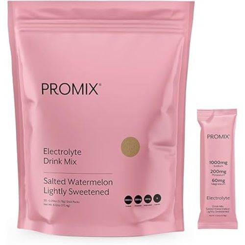 Promix Electrolytes Powder Hydration Packets | Himalayan Pink Salt, Magnesium, Potassium, Vitamin C | Salted Watermelon, Lightly Sweetened - 30 Count