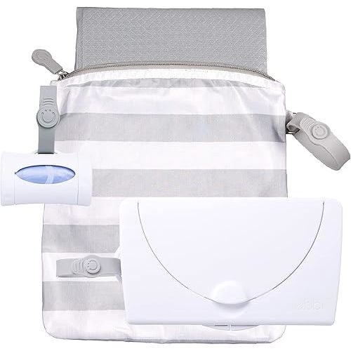 Ubbi On-The-Go Gift Set, Baby Essentials, Includes Portable Changing Pad, Wipe Dispenser, and Bag Dispenser, Newborn Baby Essential