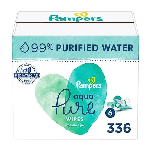 Pampers Aqua Pure Sensitive Baby Wipes 6X Pop-Top 336 Count - 336 Count (Pack of 1)