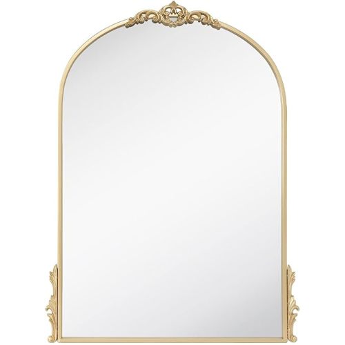 Hobby Lobby Gold Wall Arch Mirror – Arch & Flourish - MDF Back Arched Ornate Mirror for Vanity, Living Room or Event – Home Décor