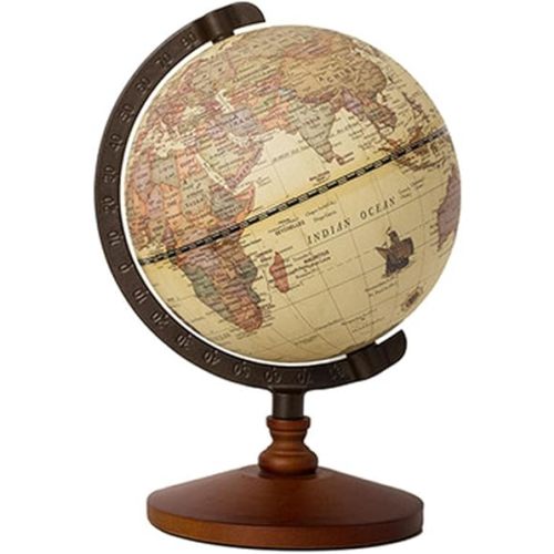 CALIDAKA Geographic Globes, Antique Globe with A Wood Base, Vintage Decorative Political Desktop World for School, Home, and Office, 8.7" x 5.5"