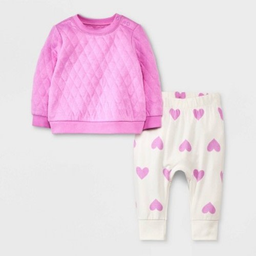 Baby Girls' Heart Top & Bottom set - Cat & Jack™ Purple, Size: Infant0-3M