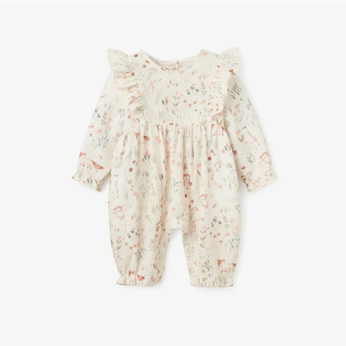 Owl Print Flutter Organic Muslin Baby Jumpsuit 6-9M