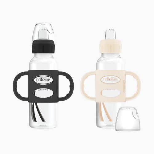 Dr. Brown's Narrow Sippy Spout Bottle with Silicone Handles - Black & White