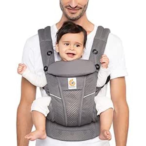 Ergobaby Omni Breeze All Carry Positions Breathable Mesh Baby Carrier Newborn - Toddler with Enhanced Lumbar Support & Airflow (7-45 Lb), Graphite Grey