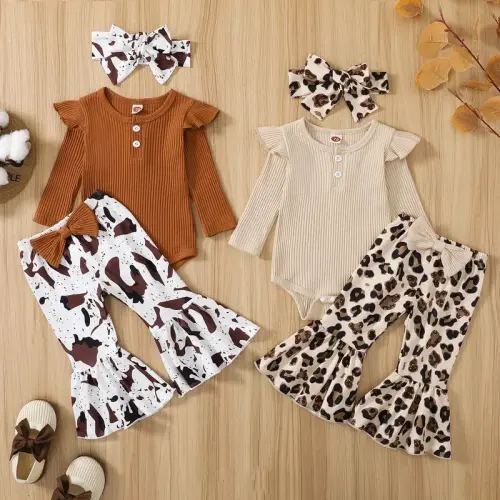 3Pcs Newborn Infant Baby Girls Clothes Rib Knitted Long Sleeve - TikTok Shop