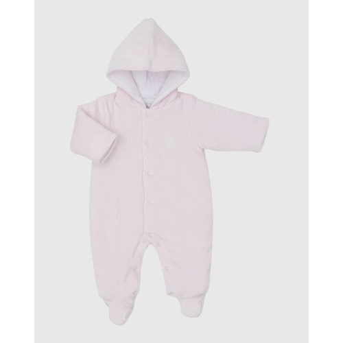 Girl's Bows All Around Velour Footed Bunting, Size 6-9M