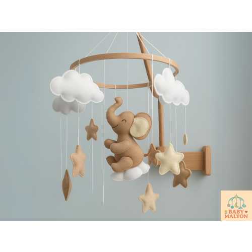Elephant Mobile, Elephant Cot Mobile, Elephant Crib Mobile, Elephant Crib Accessories, Elephant Nursery, Felt Animal Mobile, Handmade Mobile