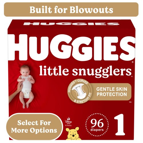 Huggies Little Snugglers Hypoallergenic Baby Diapers, Size 1, 96 Ct with Gentle Skin Protection
