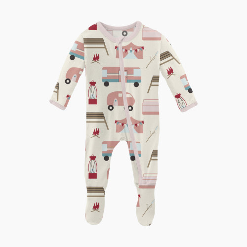 KicKee Pants Print Footie with Zipper - Natural Camping, 3-6 Months