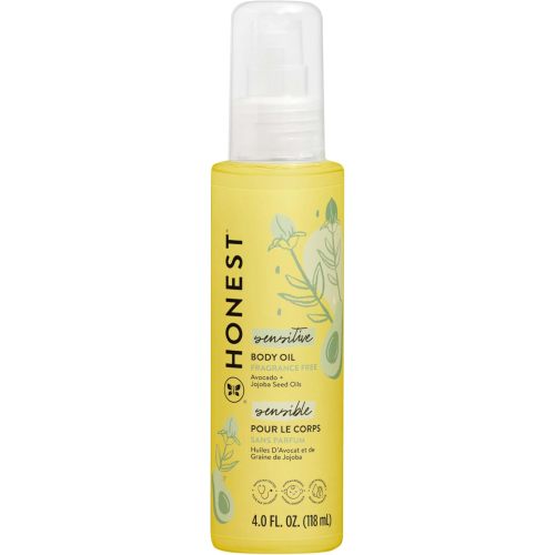 The Honest Company Fragrance Free Moisturizing Body Oil | Nourish + Soothe Baby's Skin | Plant-Based, Hypoallergenic, Vegan | 4.0 fl oz