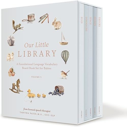 Our Little Library Vol. 3: A Foundational Language Vocabulary Board Book Set for Babies, Including Bugs, Dinosaurs, Sports, Space, and Trucks (Our Little Adventures Series) Board book – October 7, 2025