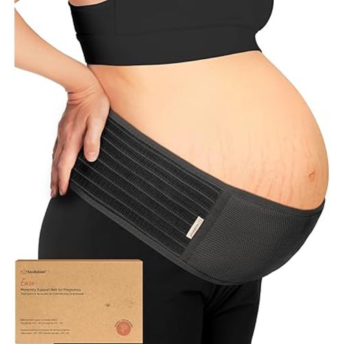 KeaBabies Maternity Belly Bands for Pregnant Women - Soft & Breathable Pregnancy Belly Support Band, Adjustable Maternity Belt for Back, Pelvic Support, Comfortable, Easy to Use (Midnight Black, XL)