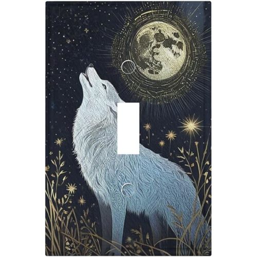 Decorative Art Light Switch Covers,1 Gang Single Toggle Duplex Outlet,Wall Plate,Switchplate Electrical Faceplate,Wolf
