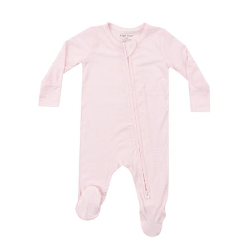 2 Way Zipper Footie - Light Pink Stripe – Angel Dear