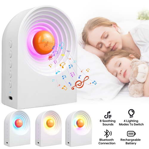 Portable White Noise Sound Machine For Sleeping Bluetooth Speaker Night Light With 8 Soothing Sounds Sleep Sounds Machine For Baby Kids Adult & Home Office Travel