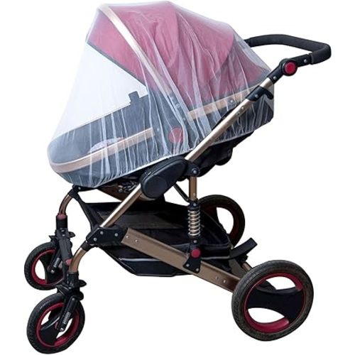 Enovoe Mosquito Net for Baby Stroller and Crib - Durable Mesh Bug Net Cover with Elastic Edge - Fits Strollers, Bassinets, Playards, and Mini Cribs - Travel Essential for Newborns - 63x64-Inch (White)