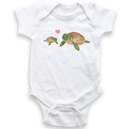 Baby Turtle with Mama Turtle - Papa Turtle - Baby Bodysuit - Unisex Clothing - Baby Boy - Baby Girl