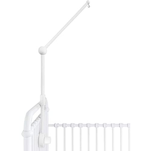 Wooden Baby Crib Mobile Arm - Baby Mobile Holder Arm (31 inch, 100% Natural Beech Wood, White) - Strong Anti Slip Attachment - Nursery Decor (White)