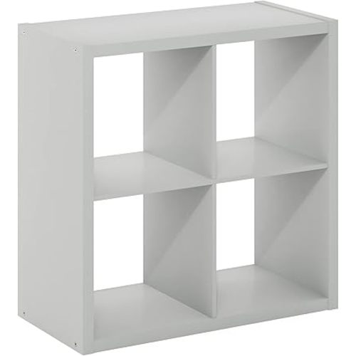 Furinno Cubicle Open Back Decorative Cube Storage Organizer, 4-Cube, White