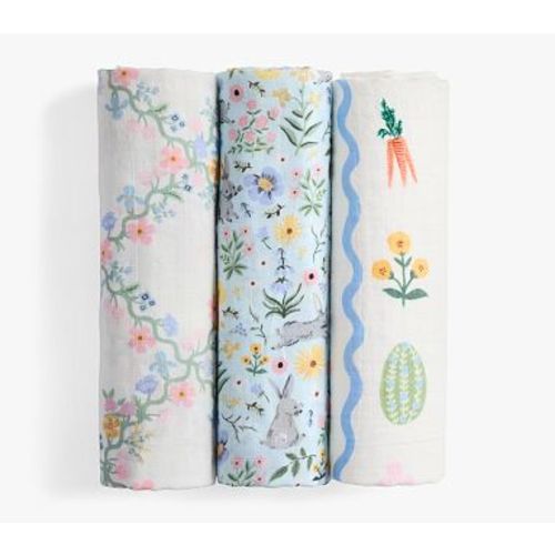 Organic Rifle Paper Co Bunny Floral Swaddle Set of 3 , Multi