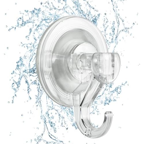 CozyBlue Heavy Duty Suction Cup Hooks for Shower - 4 Pack Waterproof Shower Suction Hook Reusable and Removable Strong Attachment on Window, Glass Door, Kitchen